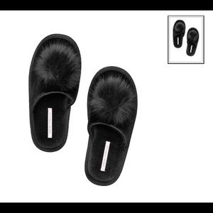 Victoria’s Secret Black POM POM slippers